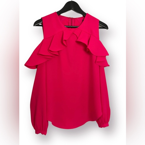 Lauren Ralph Lauren Ruffled Cold Shoulder Blouse - Picture 2 of 8